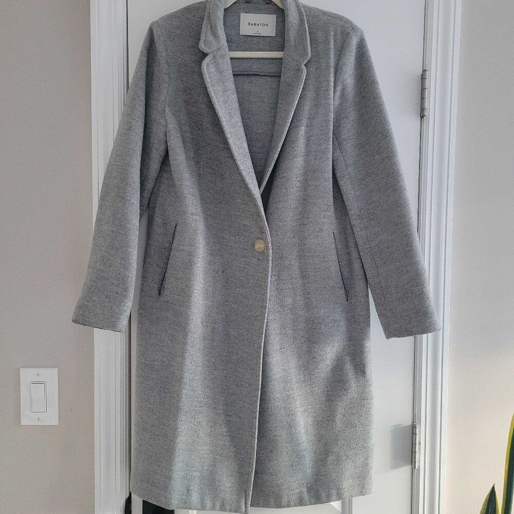 Aritzia Babaton Wool Long Coat in Gray, Size Small